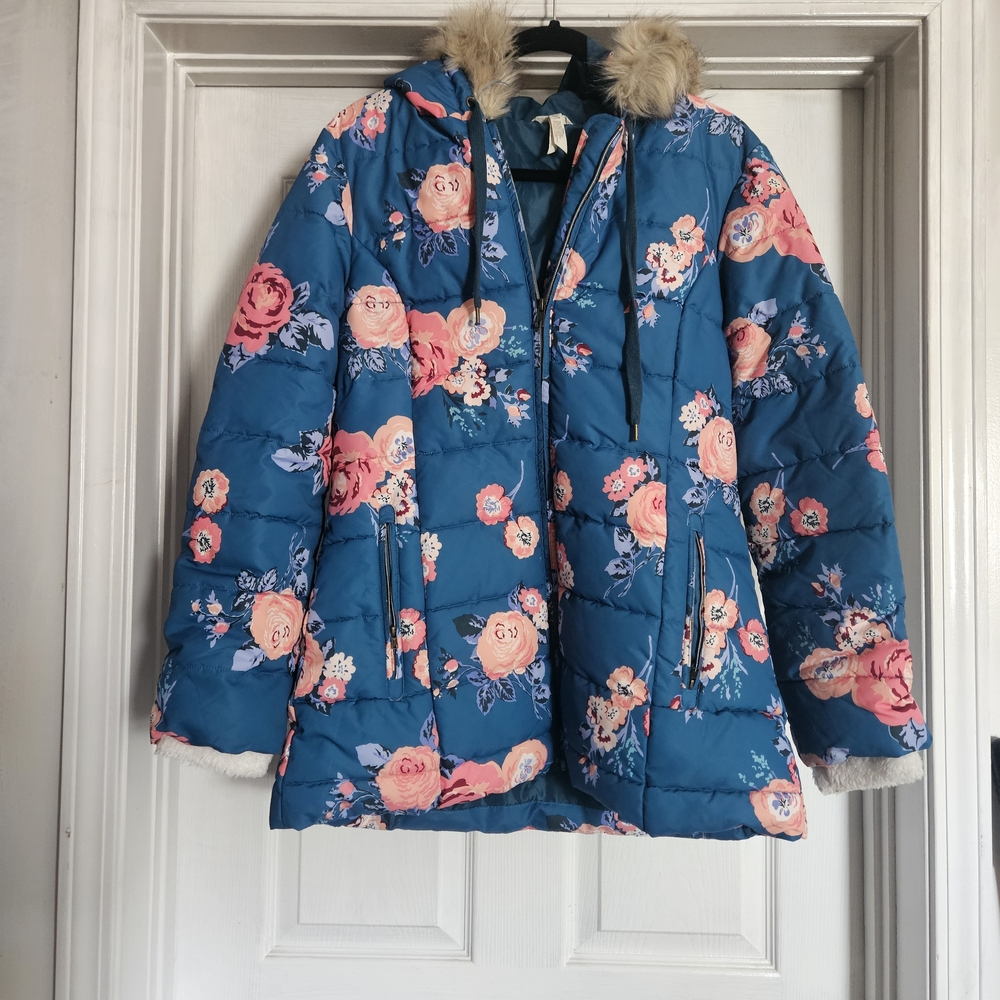 Matilda Jane Floral Puffer Jacket - Blue and Pink